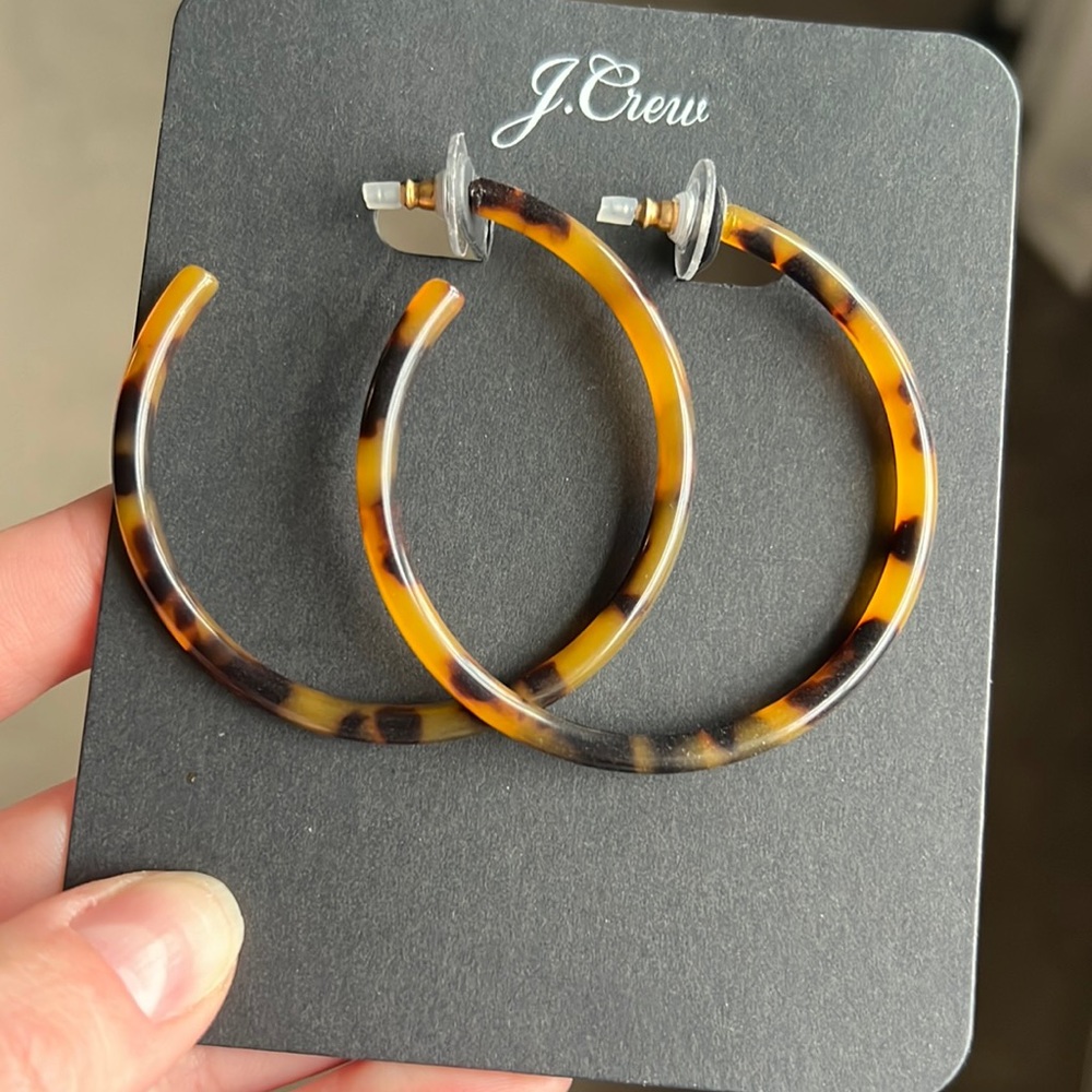 Jcrew large tortoise hoops